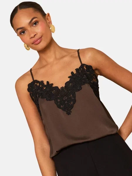 Love & roses Top ciocolatiu negru