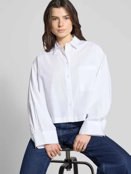 Bluzka koszulowa o kroju oversized z czystej bawełny ekologicznej model ‘Astha’ Selected Femme biała
