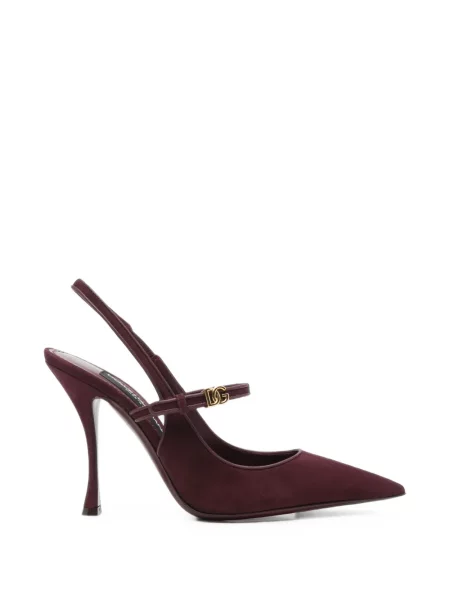 Pantofi cu toc Dolce & Gabbana din piele de căprioară cu autograf roșu