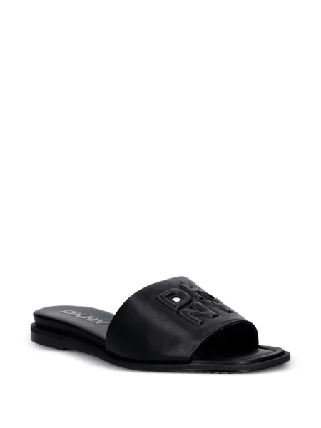 Sandale Dkny fără toc cu autograf negru