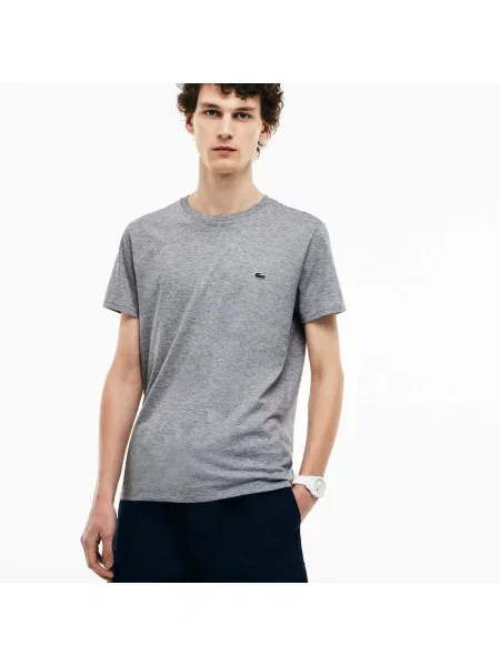 Lacoste T-Shirt Z Okrągłym Dekoltem Z Dżerseju Z Bawełny Pima szara