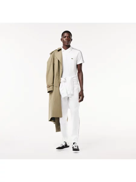Lacoste Polo Dla Mężczyzn O Regularnym Kroju Z Nadrukiem biały