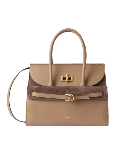 Torebka Furla skórzana beżowa