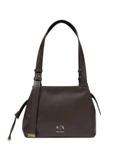 Geantă Armani Exchange cu imagine cu bretele maro