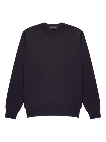 Pulover Brooks Brothers de lână cu decolteu rotund albastru