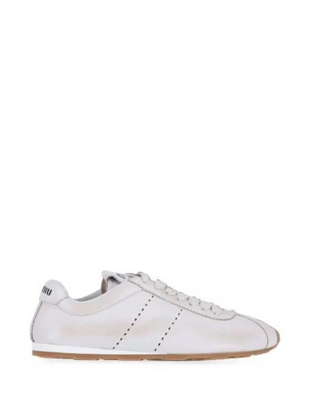 Sneakerși Miu Miu din piele de căprioară alb