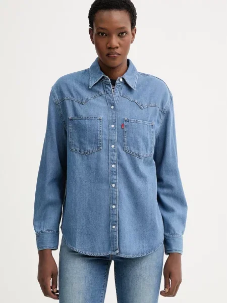 Levi's cămașă jeans TEODORA WESTERN albastru