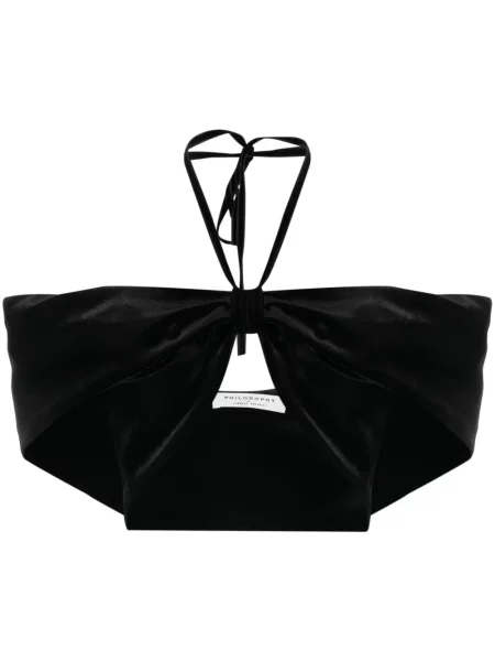 Cropp top Philosophy Di Lorenzo Serafini de catifea cu gât halter negru