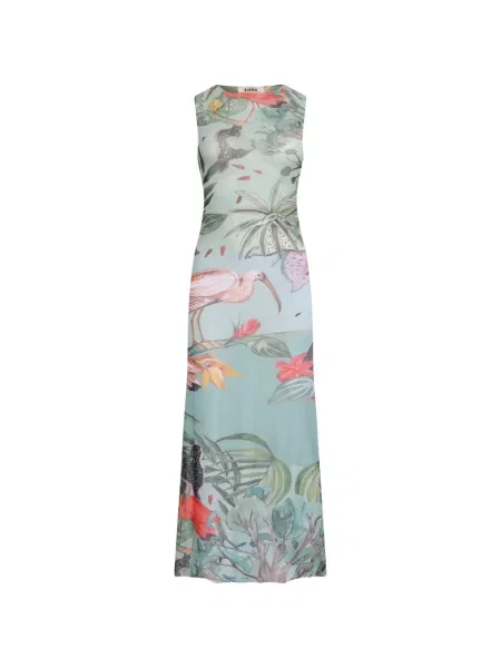 Rochie maxi Amir Slama fără mâneci cu imagine cu imprimeu tropical albastru