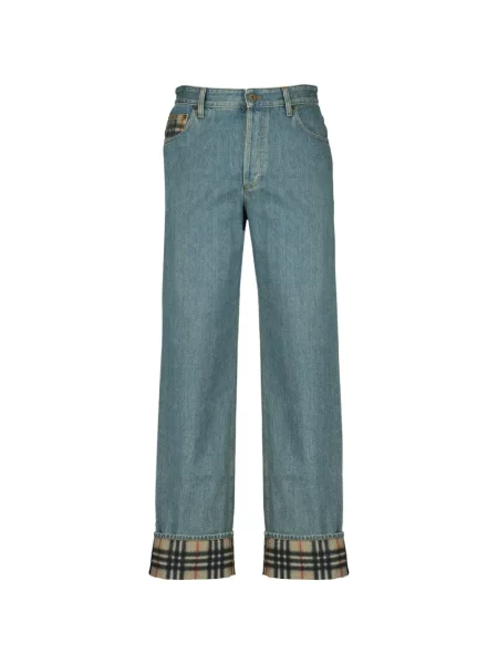 Карирани дънки straight leg Burberry синьо