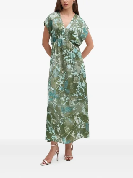 Rochie midi Sandro Ferrone cu model floral cu imagine până la genunchi verde