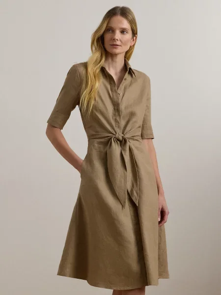 Oblekové košeľové šaty Lauren Ralph Lauren béžová