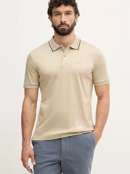 Tricou polo Boss Black bej