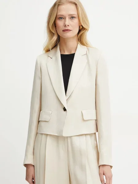 Marella blazer din amestec de in Emme by Marella un singur rand de neted bej