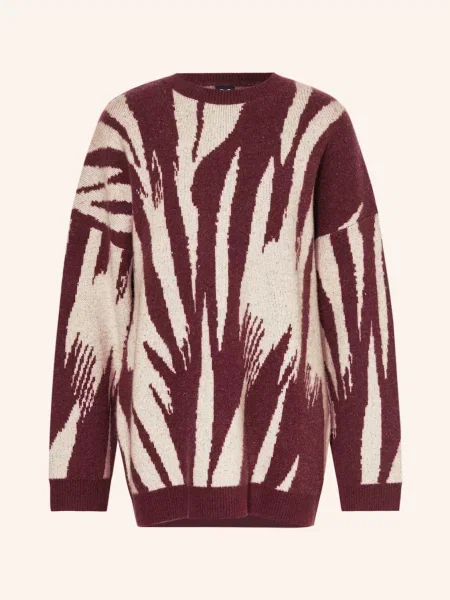 Karo Kauer Oversized Svetr tmavě červená bílá