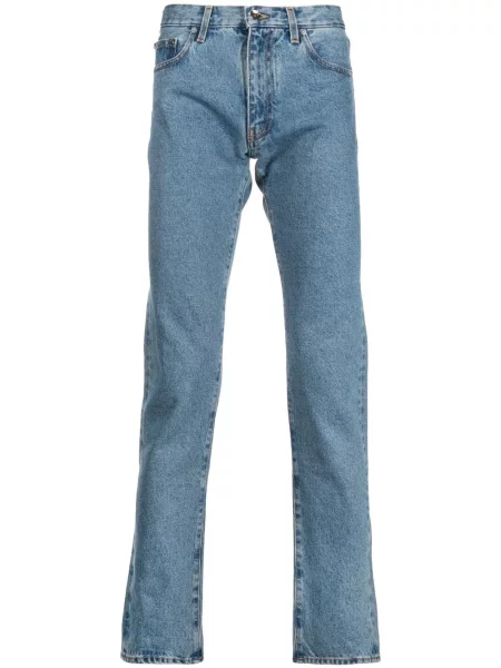 Дънки Off-white на райета с принт бяло