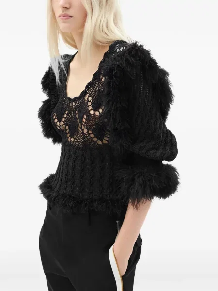 Pulover Ann Demeulemeester cu pene negru