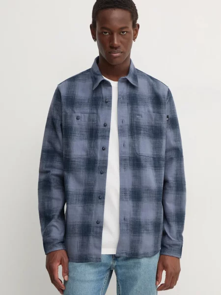 Риза Timberland мъжка със стандартна кройка с класическа яка синьо