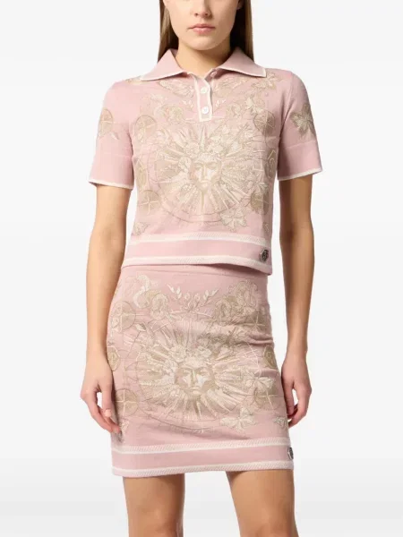 Polo Philipp Plein cu broderie roz