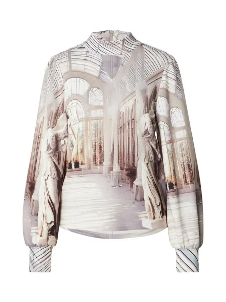 Monari Blúz brokát / szürke / fekete fehér