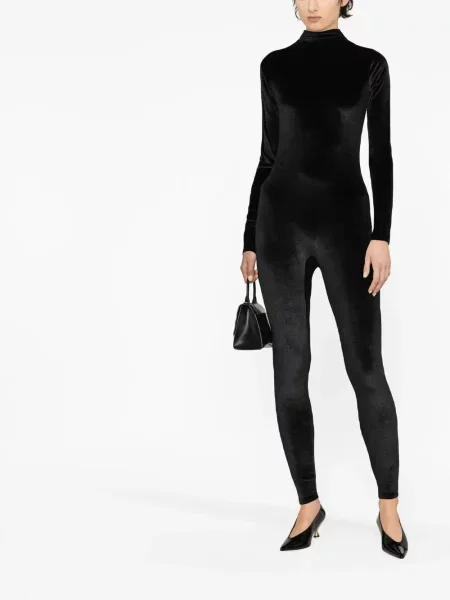 Salopetă Atu Body Couture de catifea lungă negru