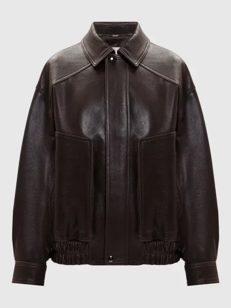 Шкіряна куртка з драпіруванням Babe Pay Pls коричнева