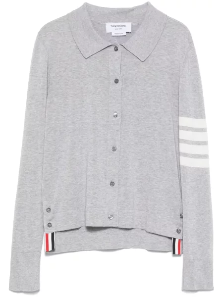 Polo Thom Browne cu dungi din jerseu gri