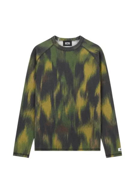 Lung tricou Gcds cu model camuflaj verde