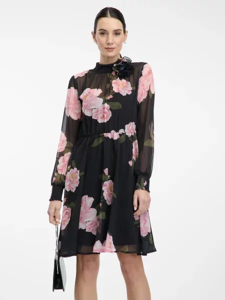 Rochie Orsay cu model floral negru