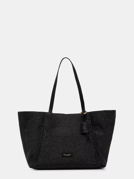 Marc O'Polo torebka shopper pleciona czarna