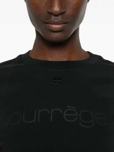 Tricou Courreges cu broderie gri