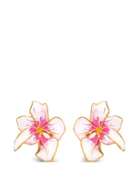 Cercei Oscar De La Renta cu model floral auriu