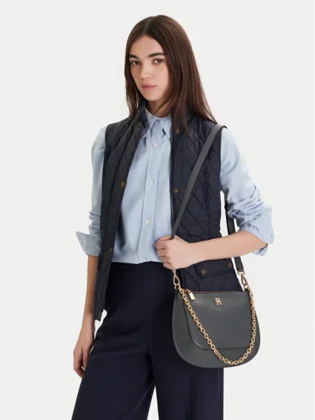 Geantă Tommy Hilfiger Th Glam Conv Med Crossover gri
