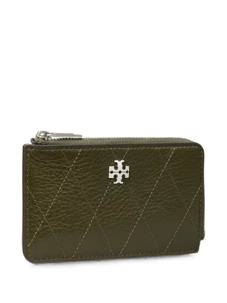 Matlasat portofel Tory Burch din piele verde