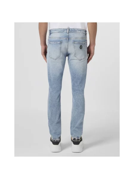 Jeansy straight leg Philipp Plein niebieskie