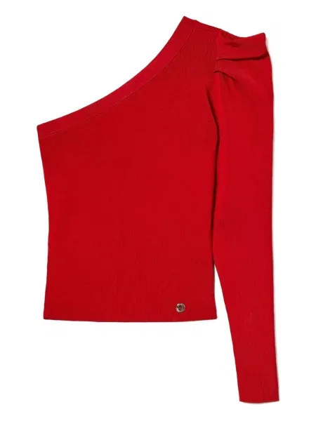 Top Twinset drapat cu un umăr gol roșu