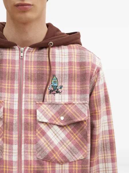 Košulja Icecream karirana s kapuljačom crvena