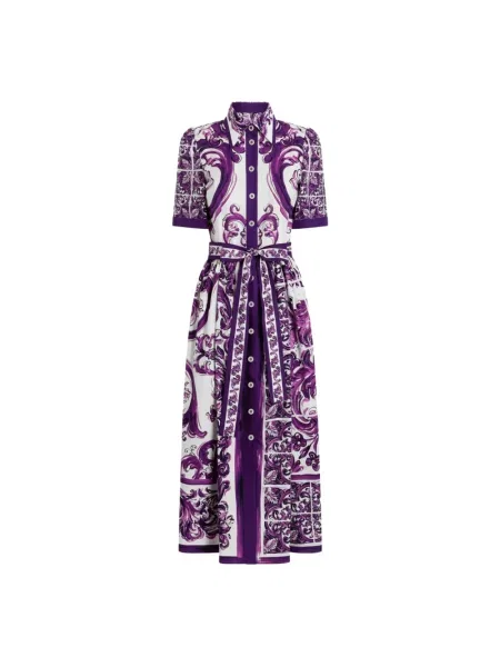 Sukienka Dolce And Gabbana z nadrukiem fioletowa