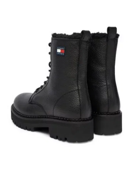Šněrovací kozačky Tommy Jeans černé