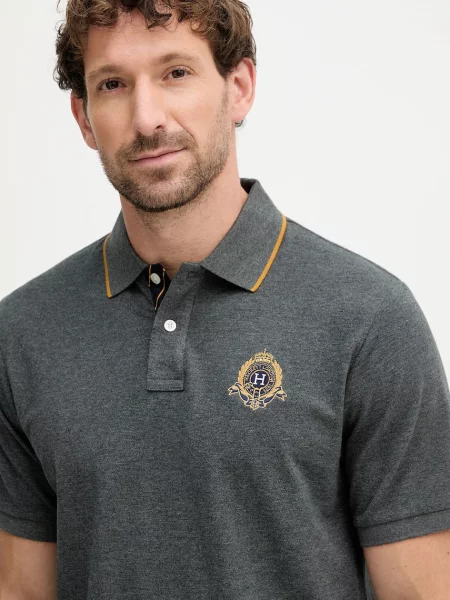 Поло Hackett London с аппликацией серое