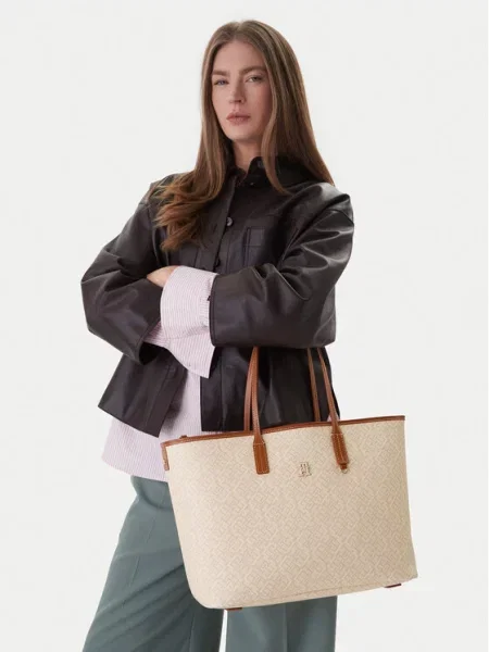 Tommy Hilfiger Torebka Th Monoplay Tote Le beżowy