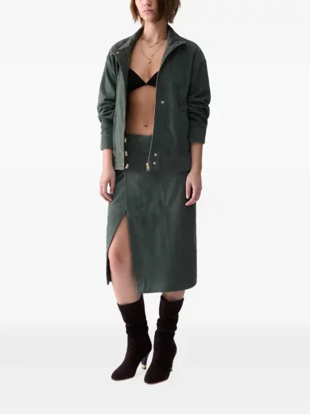 Geacă bomber Liu Jo din piele de căprioară verde