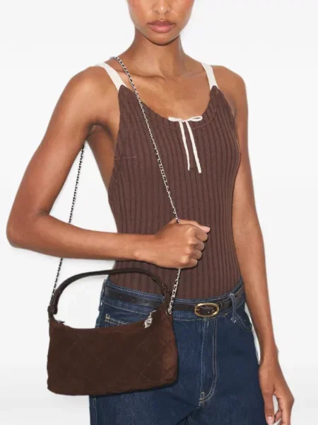 Geantă Tory Burch din piele de căprioară maro