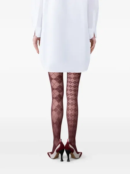 Dresuri Thom Browne transparente cu model argyle roșu