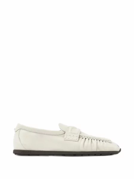 Pantofi loafer Nubikk din piele cu volane alb