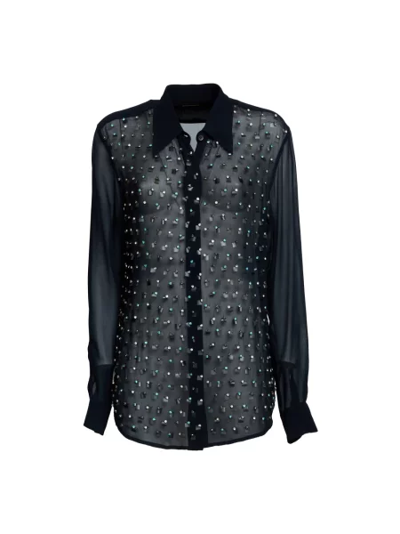 Koszula Dries Van Noten z długim rękawem niebieska