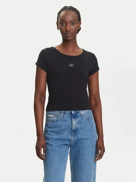 Тениска Calvin Klein Jeans дамска черно