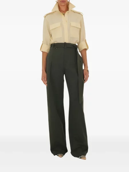 Pantaloni Burberry plisate verde