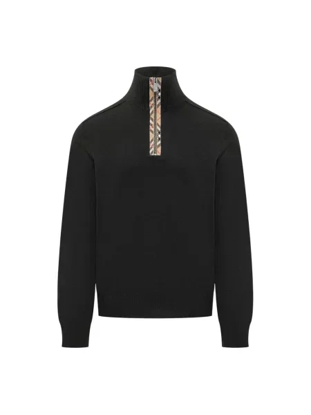 Golf Burberry wełniany w kratkę czarny