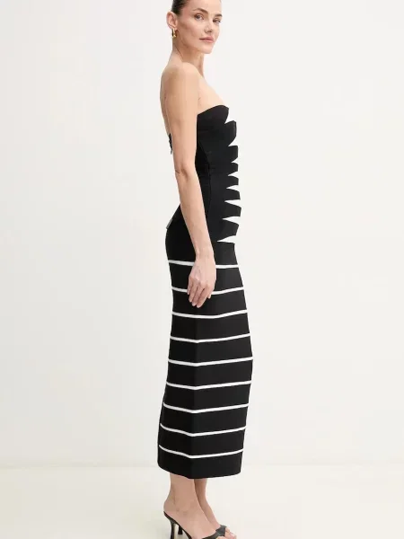 Herve Leger sukienka Cameron midi dopasowana czarny